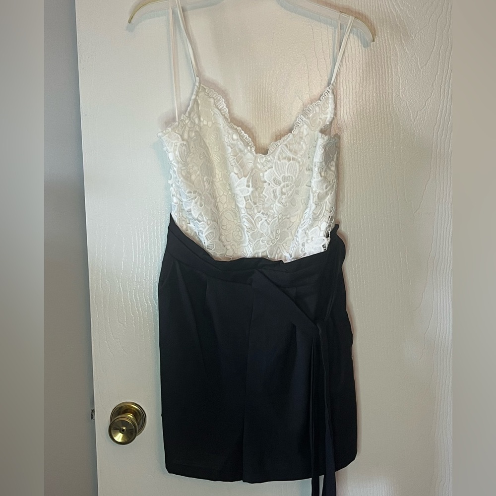Lace tank romper with dress short bottoms